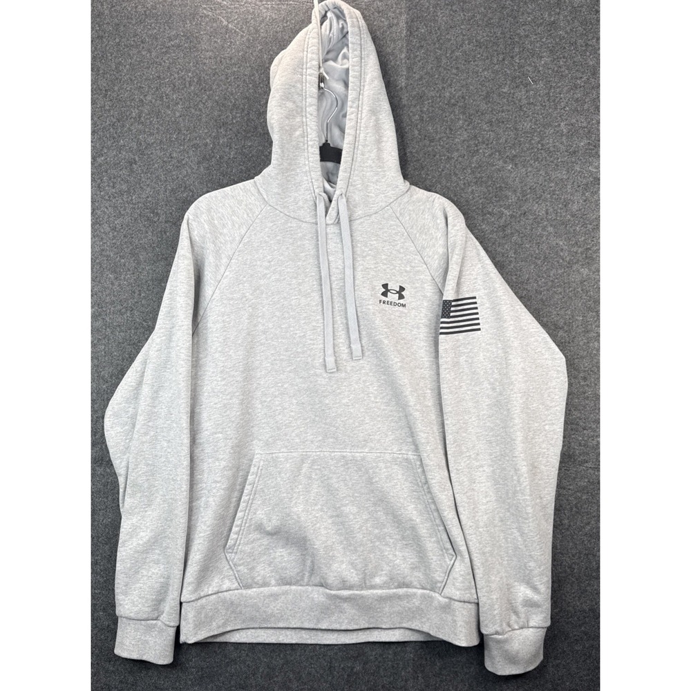 Under Armour Men's Freedom Flag Hoodie, Steel Large Grey Black Streetwear
